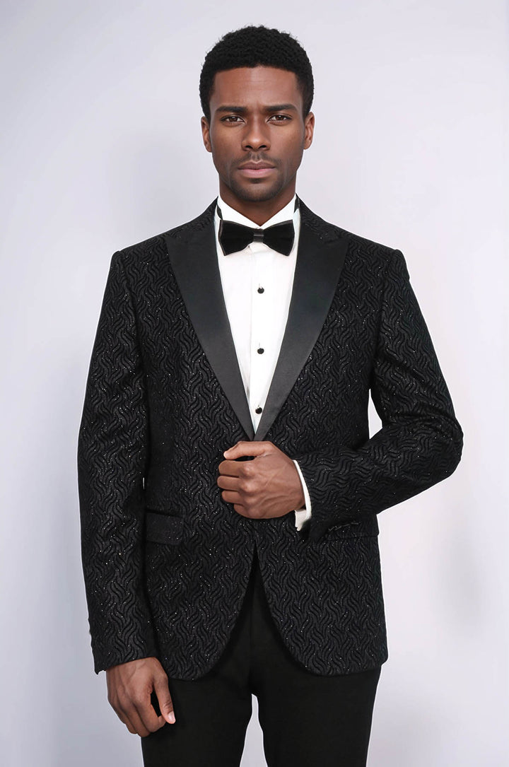 Blazer de graduación para hombre negro con estampado brillante - Wessi