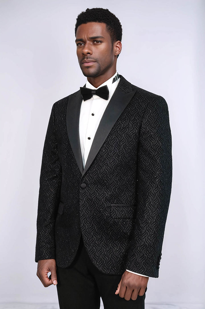 Blazer de graduación para hombre negro con estampado brillante - Wessi