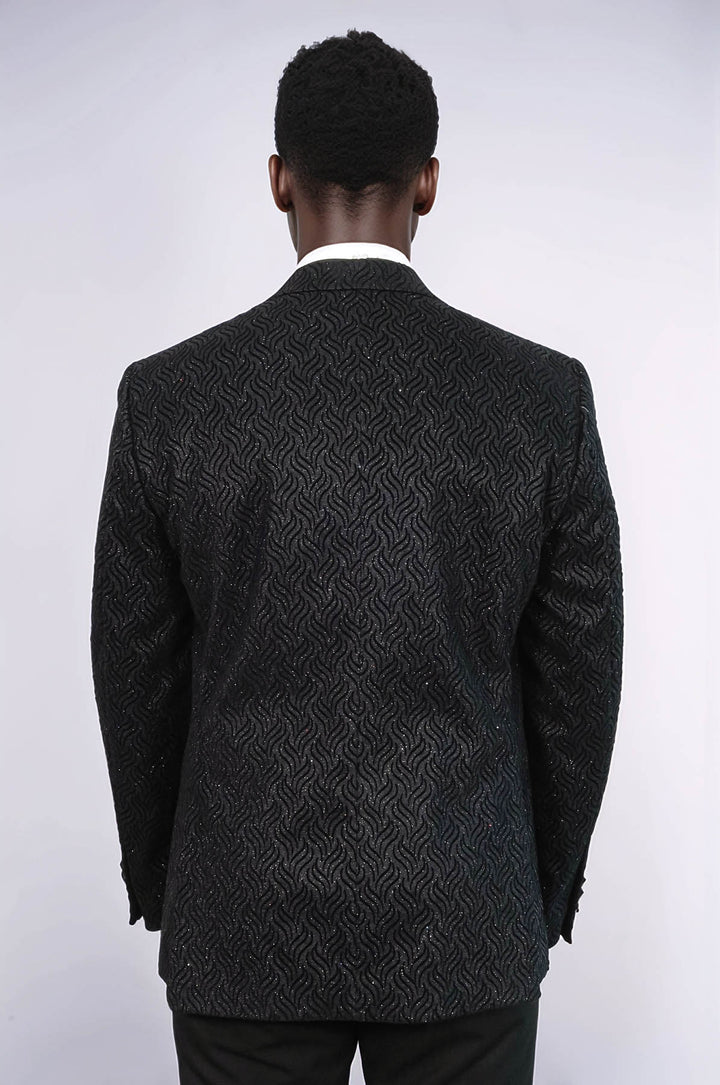 Blazer de graduación para hombre negro con estampado brillante - Wessi