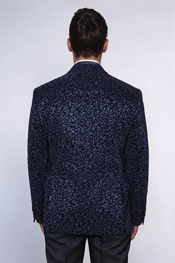 Blazer de graduación para hombre azul marino con estampado Scroll - Wessi