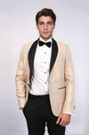 Pentagon Patterned Shawl Lapel Cream Men Dinner Jacket - Wessi