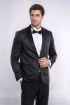Dot Patterned Slim Fit Black Men Tuxedo Jacket - Wessi