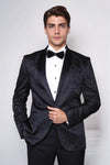 Shawl Lapel Floral Patterned Black Men Wedding Groom Blazer - Wessi