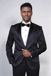 Blazer de fiesta para hombre negro con estampado floral y solapa chal - Wessi