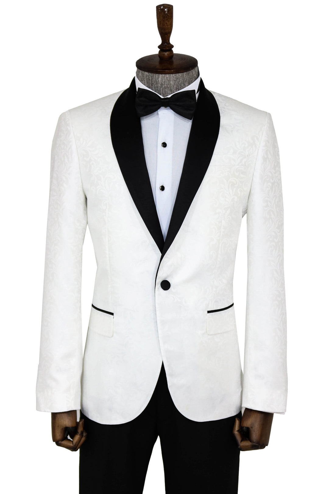 Shawl Lapel Floral Patterned White Men Prom Blazer - Wessi