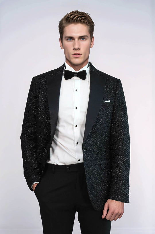 Gingham Patterned Glitter Black Men Party Blazer | Wessi – Wessi