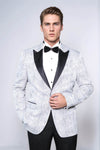 Glittery Patterned Light Blue Men Tuxedo Blazer - Wessi