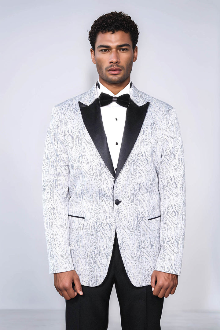 Blazer da ballo da uomo azzurro con fantasia scintillante - Wessi