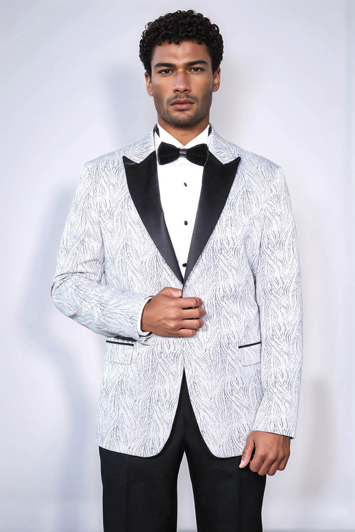 Blazer da ballo da uomo azzurro con fantasia scintillante - Wessi