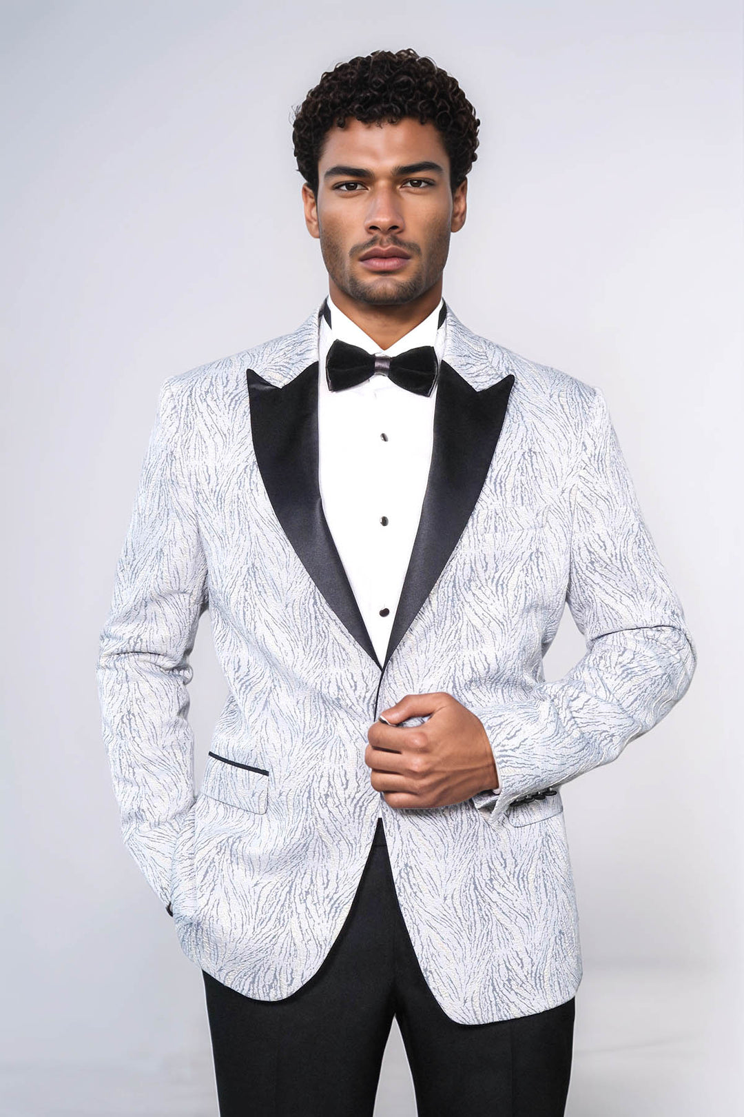 Blazer da ballo da uomo azzurro con fantasia scintillante - Wessi