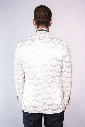 Белый мужской пиджак для выпускного приталенного кроя с рисунком - Wessi