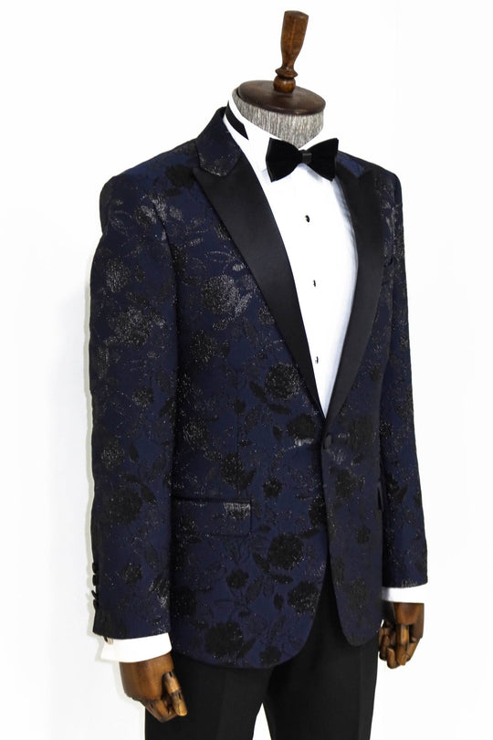 Blazer de bal homme bleu marine à motifs floraux - Wessi