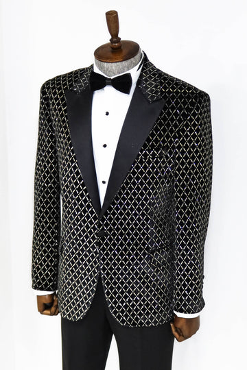 Blazer de bal noir à motifs sur noir pour hommes - Wessi