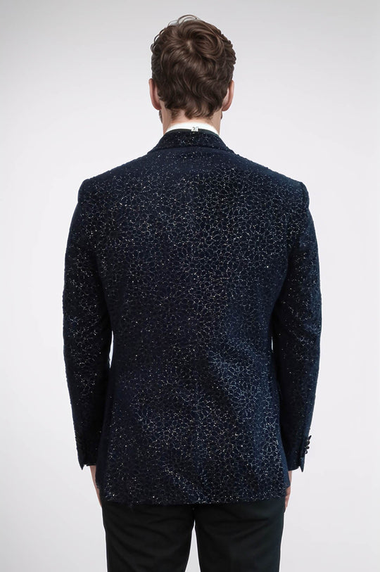 Glitter Floral Patterned Navy Blue Men Wedding Tuxedo Blazer | Wessi Wessi - Discover Diversity Glitter Floral Patterned Navy Blue Men Wedding Tuxedo Blazer | Wessi Wessi - Discover Diversity