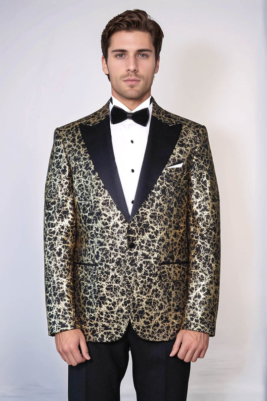 Черный мужской блейзер для выпускного с острыми лацканами и узором Root - Wessi