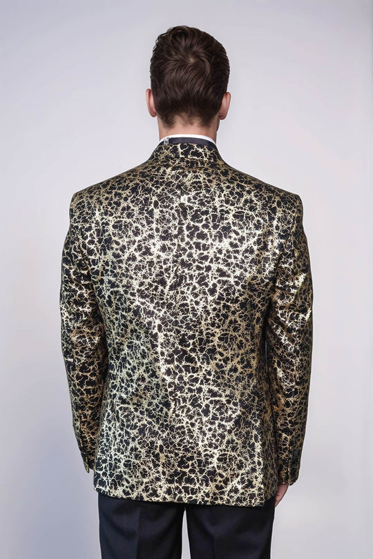 Черный мужской блейзер для выпускного с острыми лацканами и узором Root - Wessi