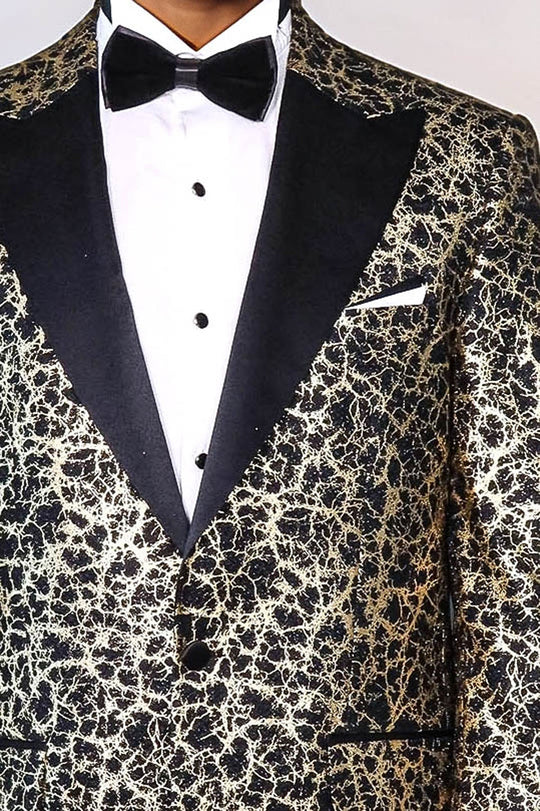 Черный мужской блейзер для выпускного с острыми лацканами и узором Root - Wessi