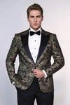 Blazer da uomo nero con risvolto a lancia Paisley - Wessi