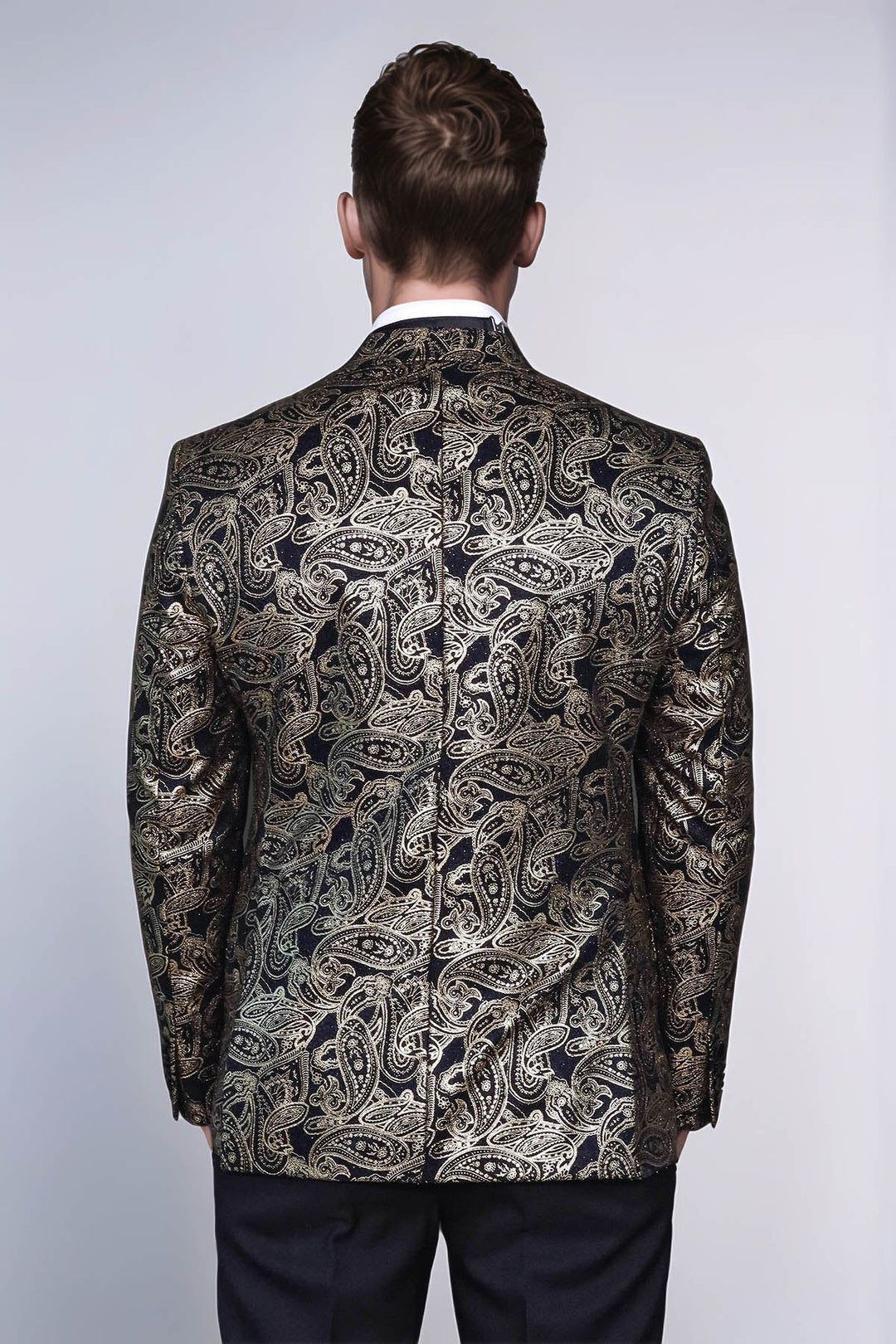 Paisley Peak Lapel Black Men Dinner Tuxedo  Jacket - Wessi