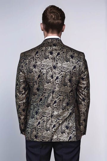 سترة بيزلي بيك طية صدر السترة للرجال باللون الأسود - ويسي