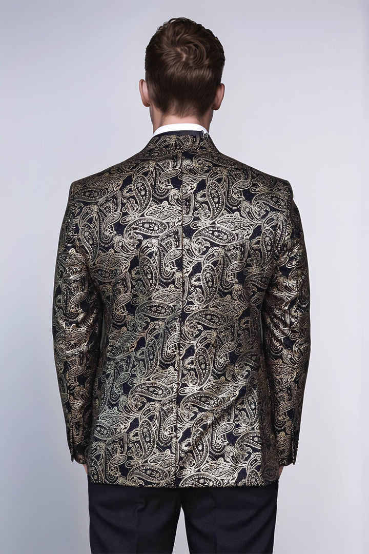 Paisley Peak Lapel Black Men Dinner Tuxedo  Jacket - Wessi