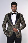 Blazer da uomo nero con risvolto a lancia Paisley - Wessi