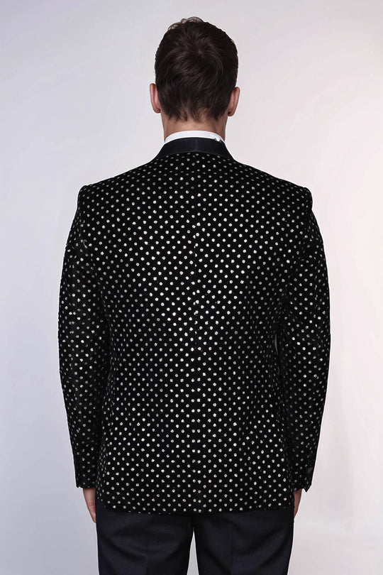 Blazer de bal homme noir coupe slim à motifs de points - Wessi