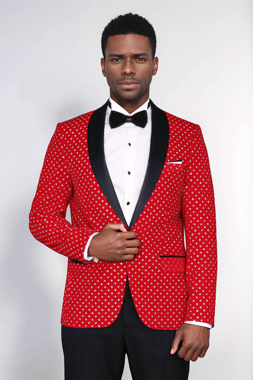 Blazer de bal homme rouge coupe slim à motifs de points - Wessi