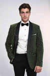 Dot Pattern Slim Fit Dark Green Men Wedding Groom Blazer - Wessi