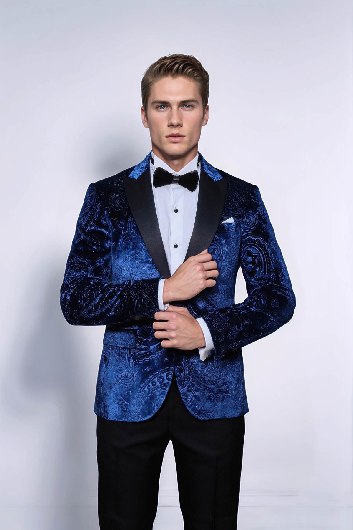 navy blue velvet tuxedo