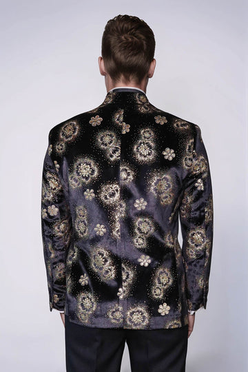 Blazer de bal noir à motifs sur noir pour hommes - Wessi