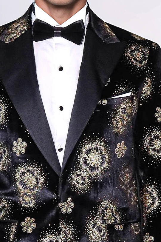 Blazer de bal noir à motifs sur noir pour hommes - Wessi