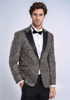 Flower Embroidered Pattern Black Men Party Blazer - Wessi