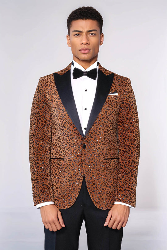 Leopard Pattern Slim Fit Peak Lapel Yellow Men Prom Blazer | Wessi Wessi - Discover Diversity Leopard Pattern Slim Fit Peak Lapel Yellow Men Prom Blazer | Wessi Wessi - Discover Diversity