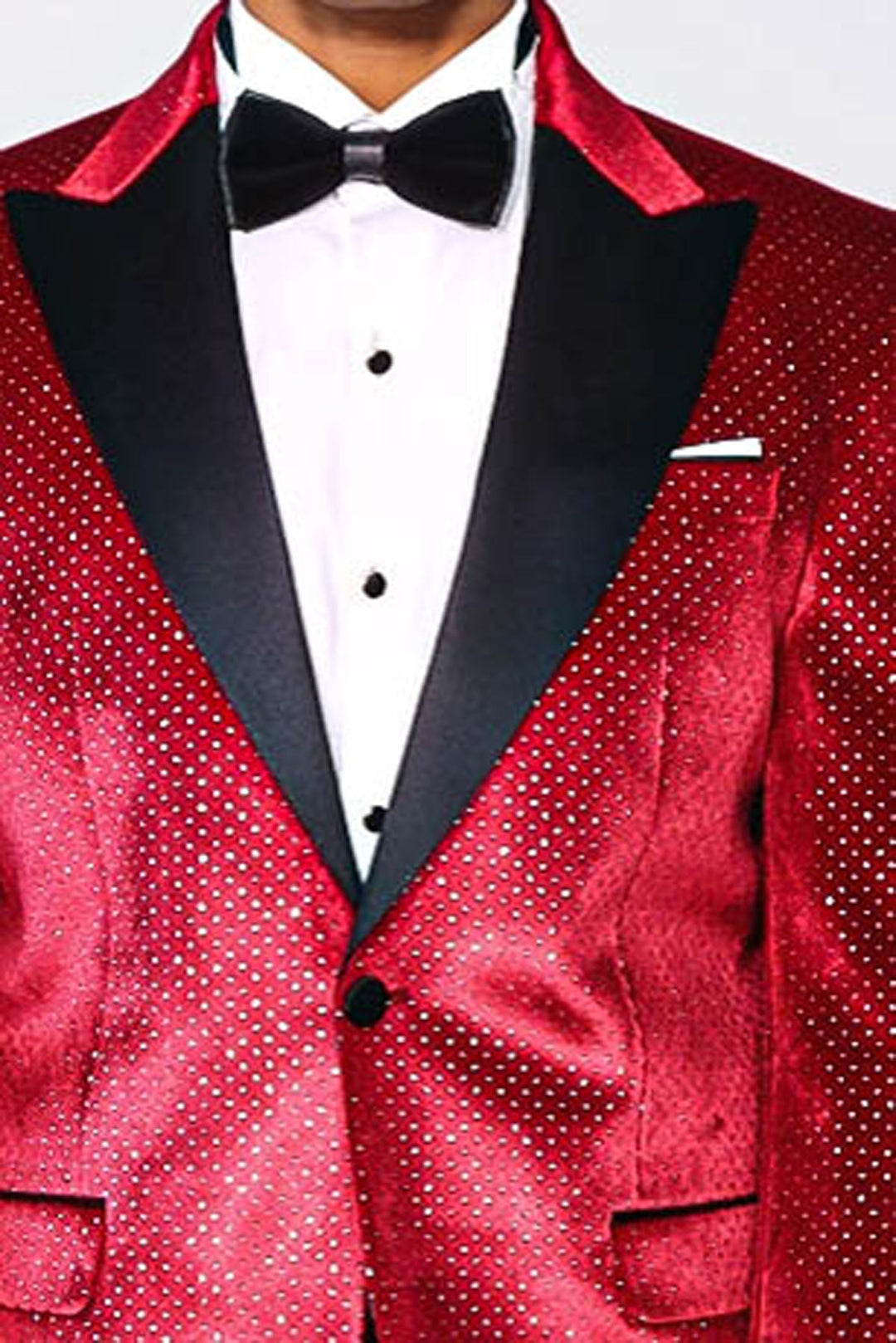 Sparkling Dotted Peak Lapel Men's Burgundy Tuxedo Jacket - Wessi