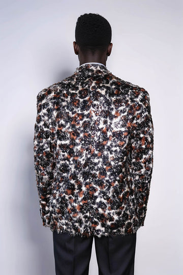 Leopard Patterned  Men's Tuxedo Evening Jacket - Wessi