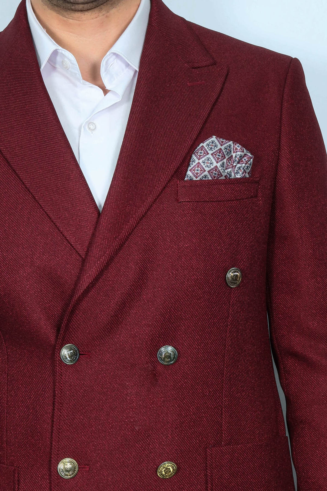 Blazer da uomo bordeaux slim fit doppiopetto - Wessi