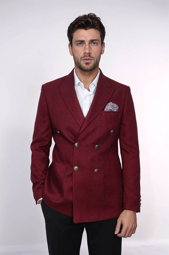 Double Breasted Slim Fit Burgundy Men Blazer | Wessi Wessi - Discover Diversity Double Breasted Slim Fit Burgundy Men Blazer | Wessi Wessi - Discover Diversity