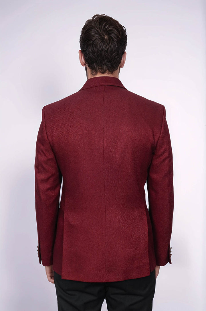 Blazer da uomo bordeaux slim fit doppiopetto - Wessi