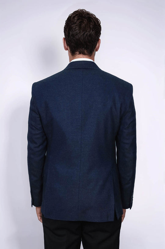 Plain Slim Fit Sport Navy Blue Men Blazer - Wessi