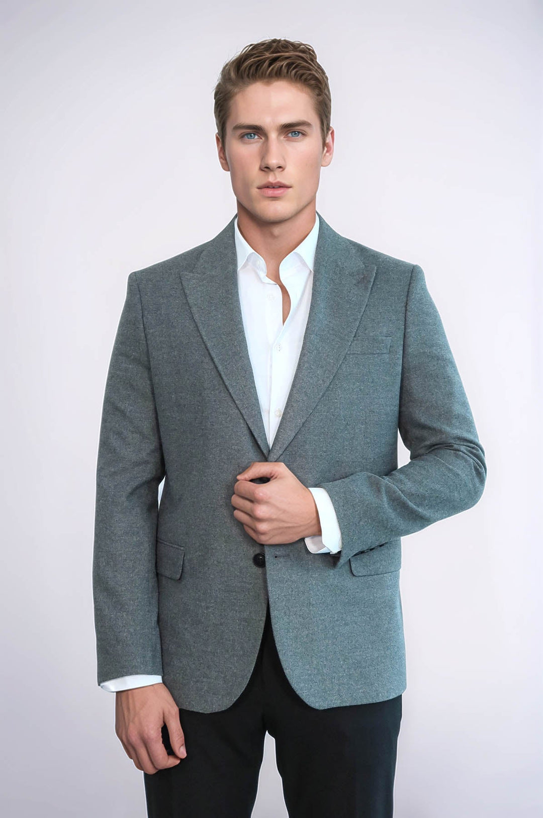 Plain Slim Fit Sport Grey Men Blazer - Wessi