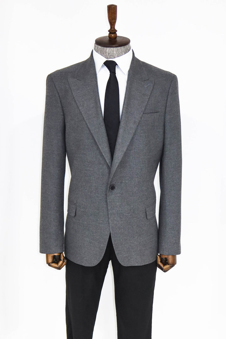 Plain Slim Fit Sport Grey Men Blazer and Trousers Combination- Wessi