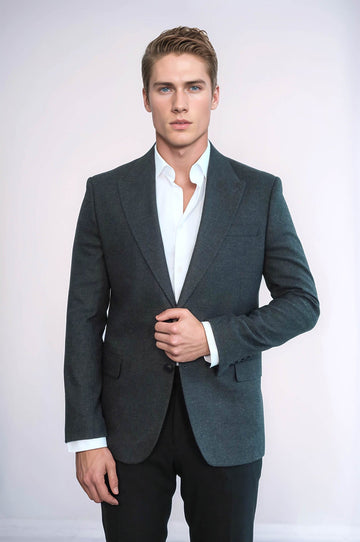 Blazer da uomo sportivo antracite tinta unita slim fit - Wessi