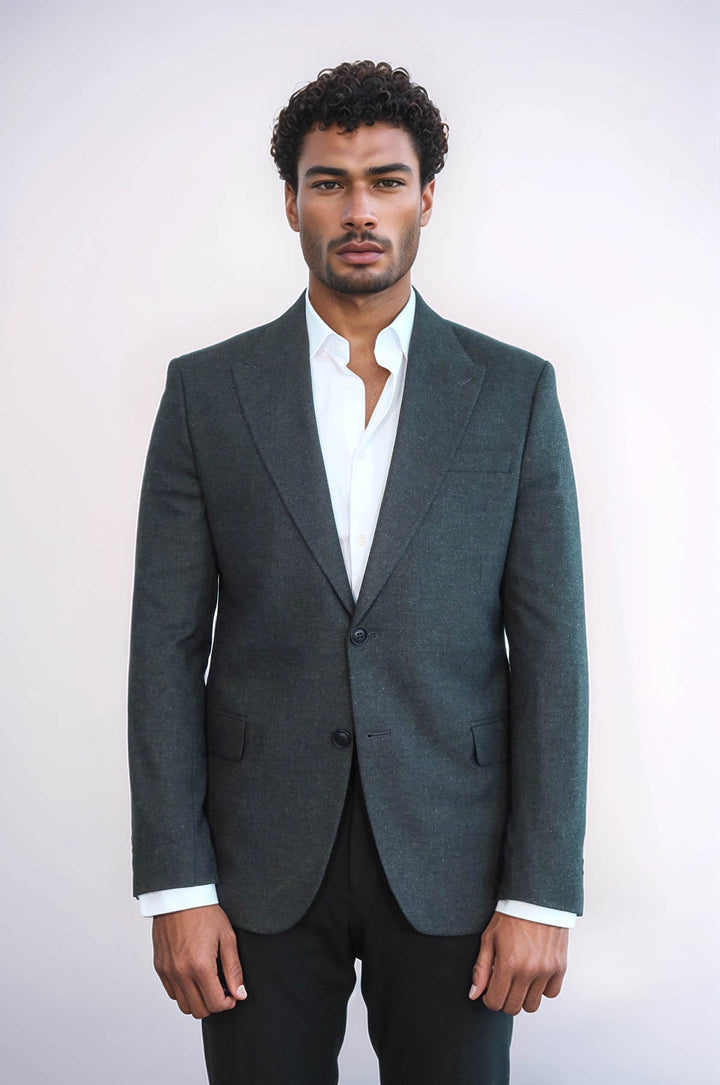 Plain Slim Fit Sport Anthracite Men Blazer - Wessi