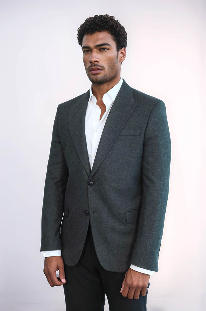 Plain Slim Fit Sport Anthracite Men Blazer - Wessi