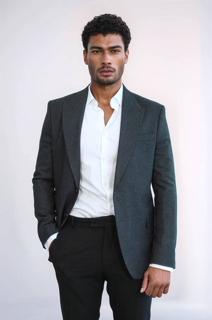 Plain Slim Fit Sport Anthracite Men Blazer - Wessi