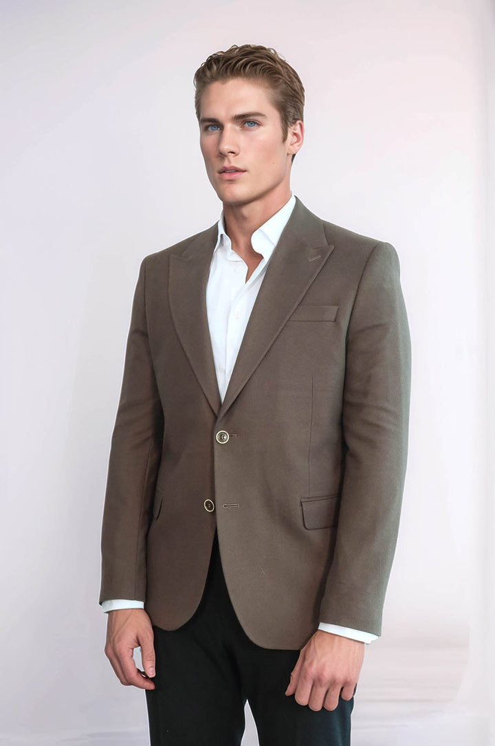 Plain Slim Fit Sport Brown Men Blazer - Wessi
