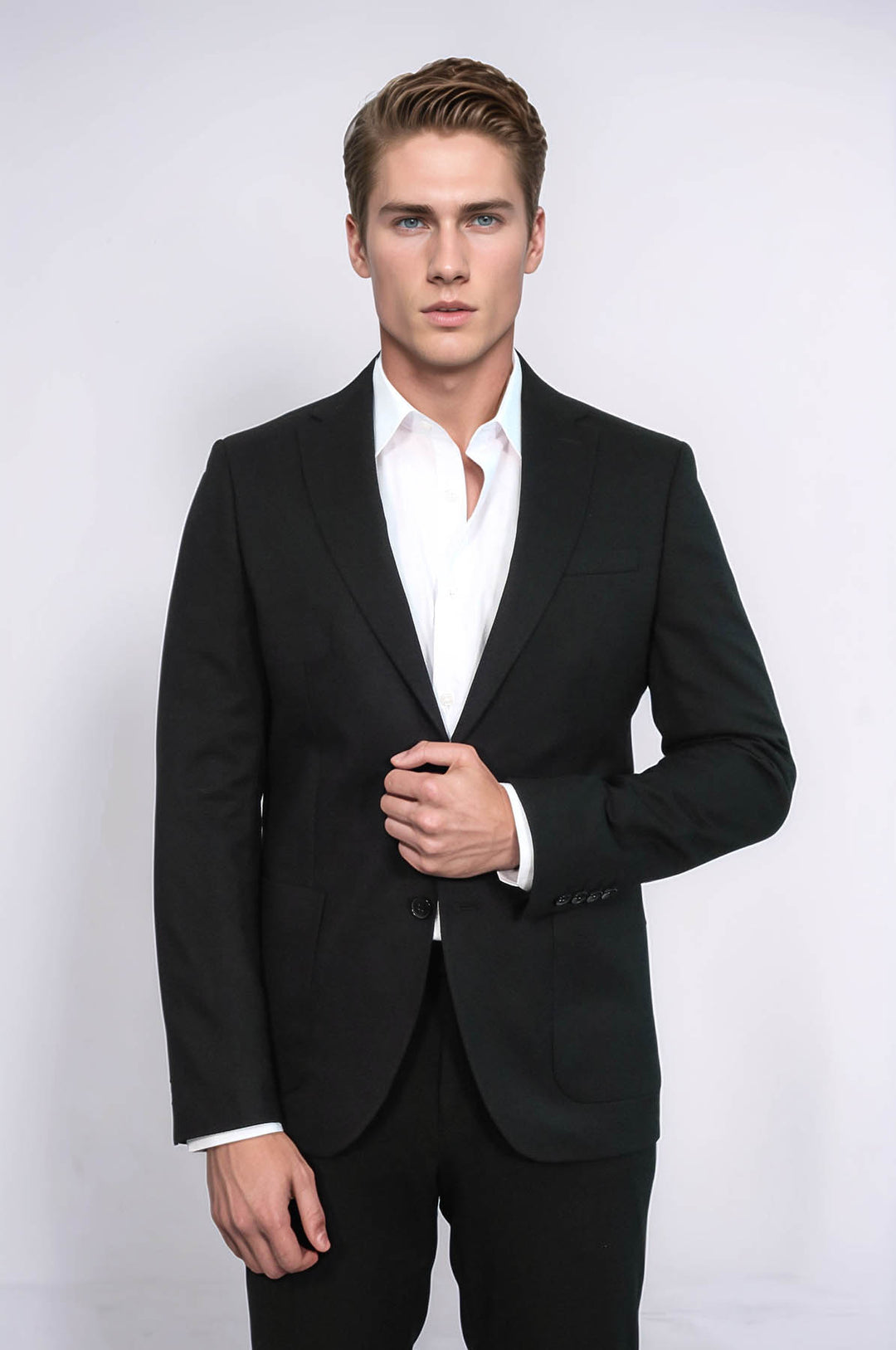 Traje Negro Hombre Slim Fit Camisa Negra Blazer De Hombre Negro