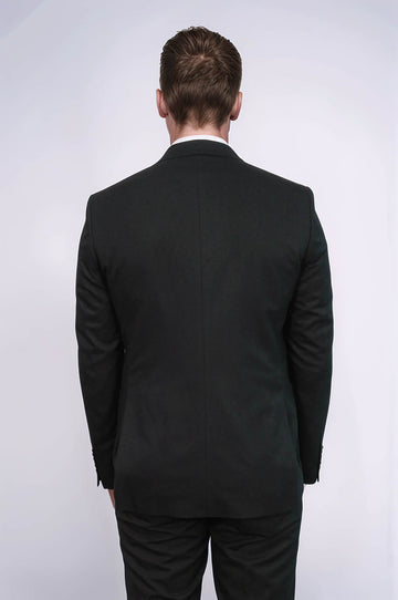 Textured Slim Fit Notch Lapel Black Men Blazer - Wessi
