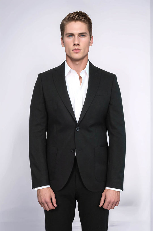 Textured Slim Fit Peak Lapel Black Men Blazer - Casual Blazer | Wessi Wessi - Discover Diversity Textured Slim Fit Peak Lapel Black Men Blazer - Casual Blazer | Wessi Wessi - Discover Diversity